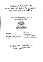 A study of palmistry as an assessment tool for few psychological and physiological variables