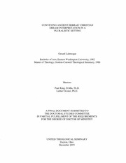 Conveying ancient Hebraic Christian dream interpretation in a pluralistic setting