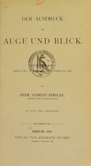 Der Ausdruck im Auge und Blick : Vortrag gehalten in Marburg am 2. Februar 1876