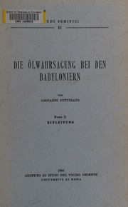 Die Oelwahrsagung bei den Babyloniern