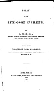 Essay on the physiognomy of serpents, tr. by T.S. Traill