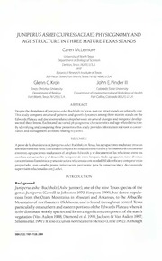 Juniperus Ashei (Cupressaceae): Physiognomy And Age Structure In Three Mature Texas Stands