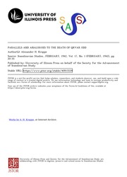 Parallels and Analogues to the Death of Qrvar Odd