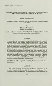 Physiognomy and composition of the secondary vegetation in a matorral area of northeastern Mexico
