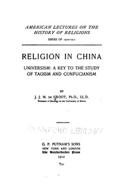 Religion in China - Taoism and Confucianism (1912)