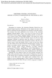 Sorcerers, Witches, and Weasels: Grigor Tatewac'i's Definitions of the Magical Arts