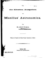 Über die ältesten Ausgaben von Manilius' Astronomica