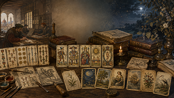 Nguồn gốc của Tarot và Oracle: từ trò chơi cung đình đến công cụ biểu tượng và chiêm nghiệm