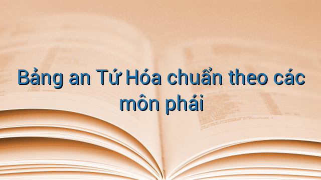 Bảng an Tứ Hóa chuẩn theo các môn phái