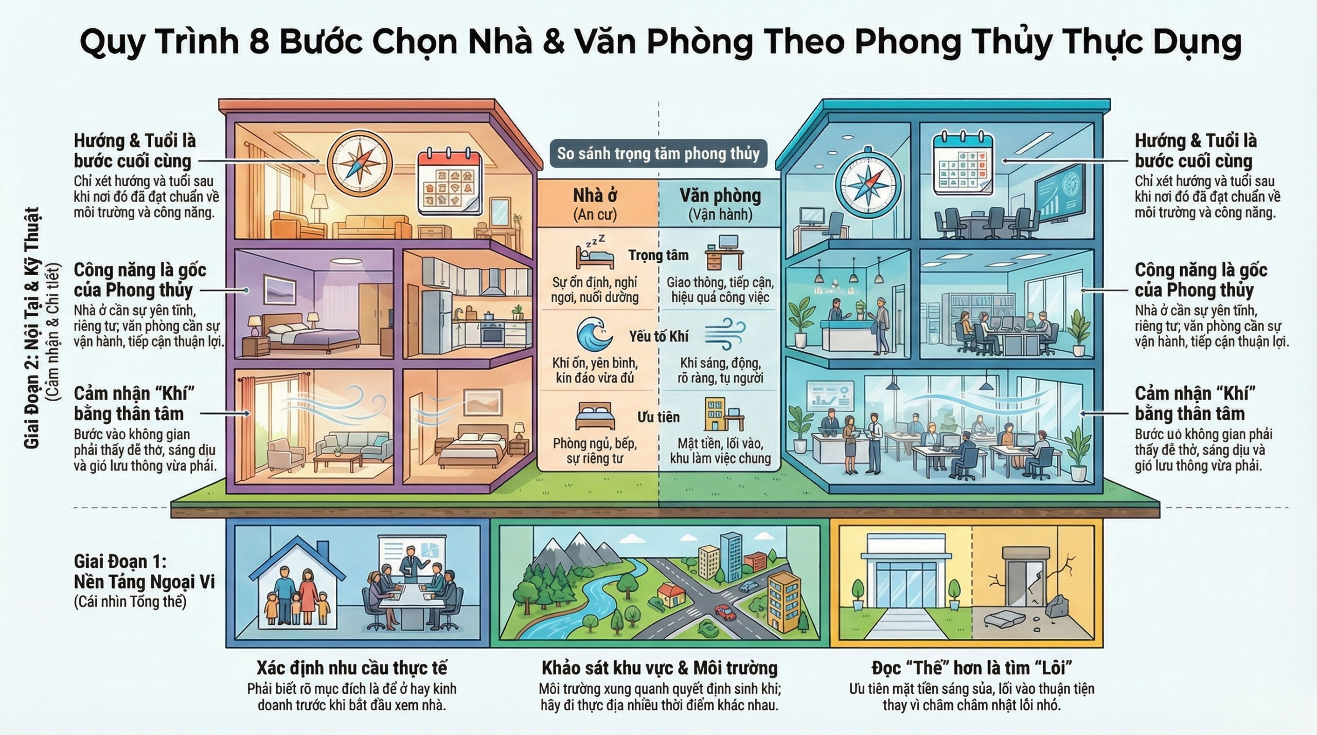 CÁCH NHÌN NHẬN, KHẢO SÁT VÀ LỰA CHỌN NHÀ Ở, VĂN PHÒNG THEO PHONG THỦY CHO NGƯỜI MỚI