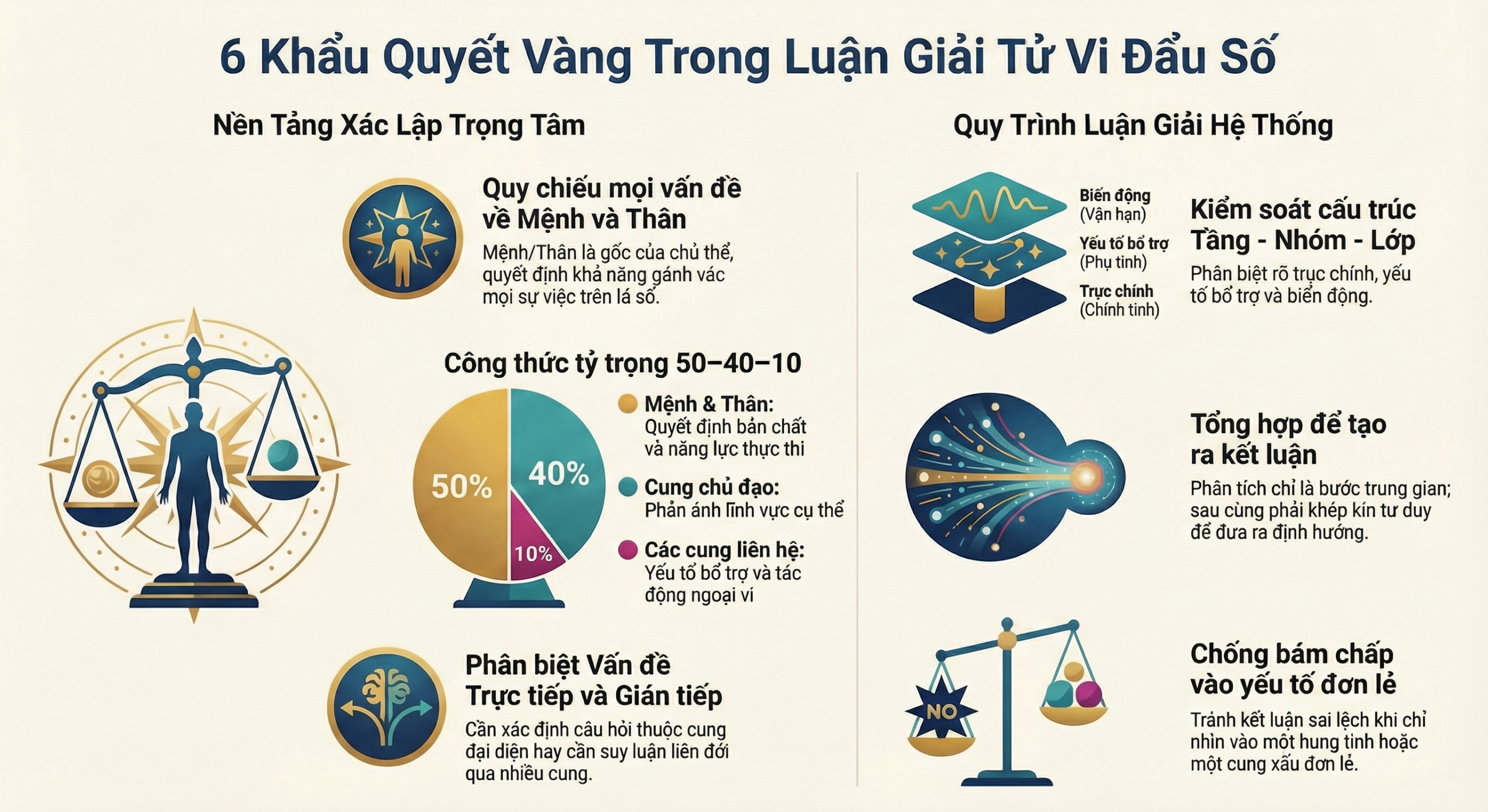 HỆ THỐNG 6 KHẨU QUYẾT TRONG LUẬN GIẢI TỬ VI ĐẨU SỐ