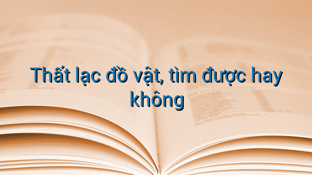 Thất lạc đồ vật, tìm được hay không